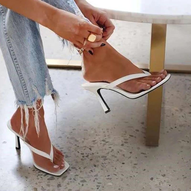 Women Shoes Mules - Chanclas de tacón con estilo para