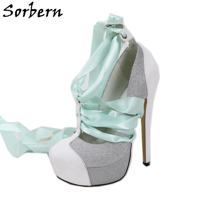 Ribbon Tie Heel - Sorbern, zapatos de tacón blancos de