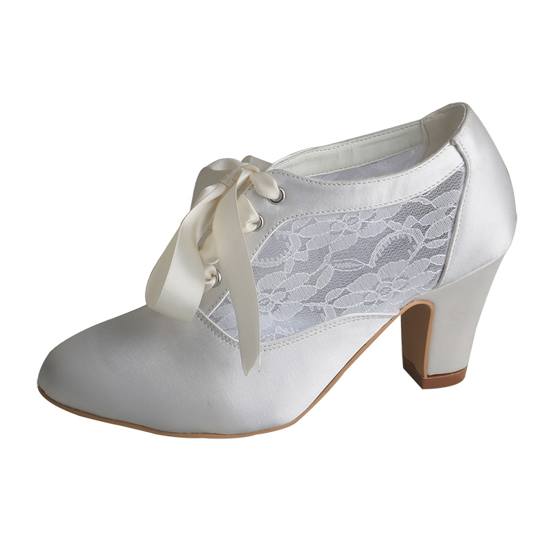 Ribbon Tie Heel - Zapatos de novia con tacones de