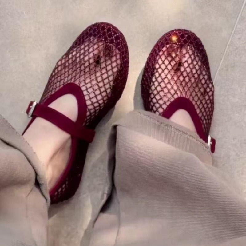 Women Shoes Sandals - Sandalias Baotou con Pedrería Hueca para