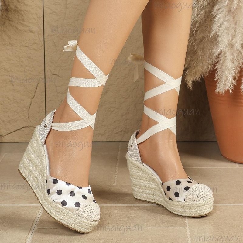 Sandalias de cuña con platafor - Ribbon Tie Heel reseña y precio