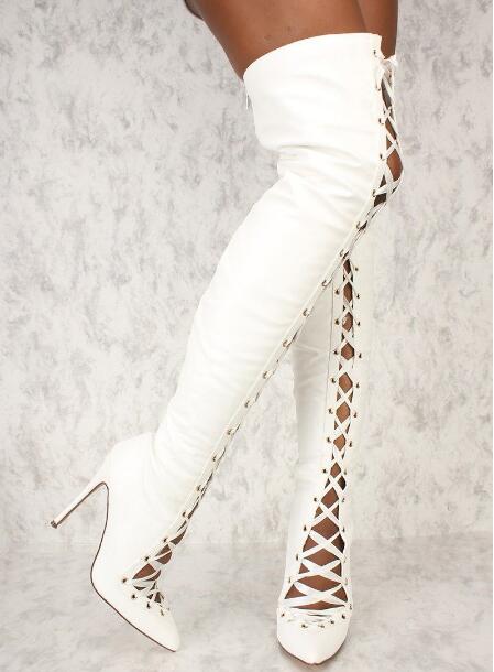 Moda mujer blanco negro sólido - Ribbon Tie Heel reseña y precio