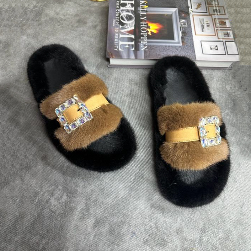 Pantuflas de Piel de Visón par - Women Shoes Mules reseña y precio