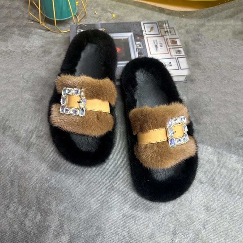 Pantuflas de Piel de Visón par - Women Shoes Mules reseña y precio