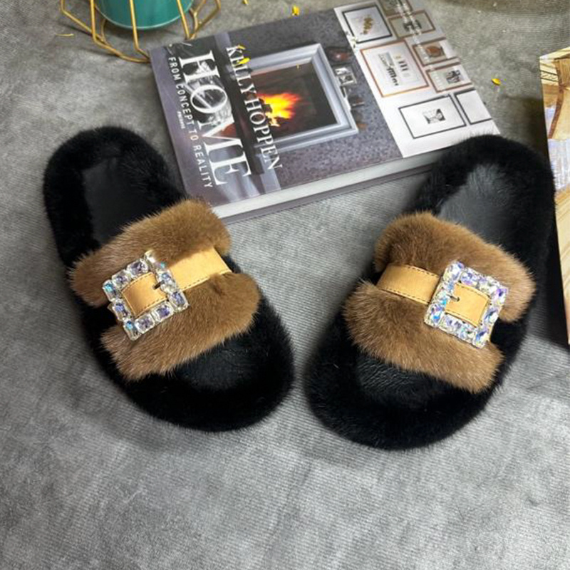Pantuflas de Piel de Visón par - Women Shoes Mules reseña y precio