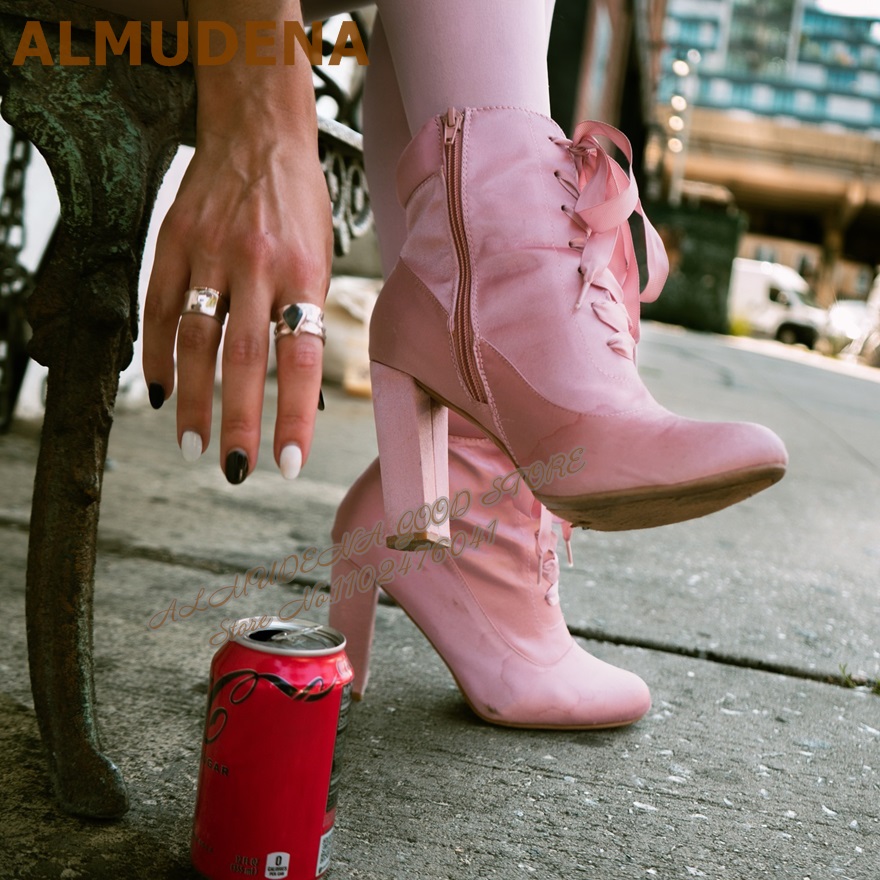 ALMUDENA Botines de tacón grue - Ribbon Tie Heel reseña y precio