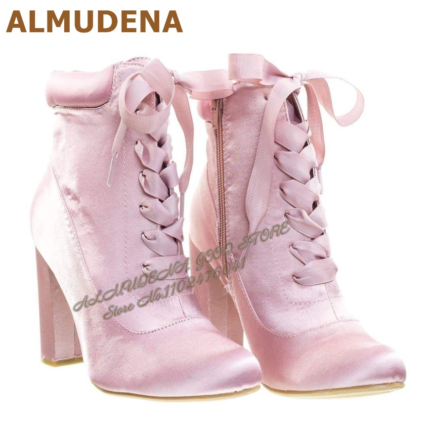 ALMUDENA Botines de tacón grue - Ribbon Tie Heel reseña y precio