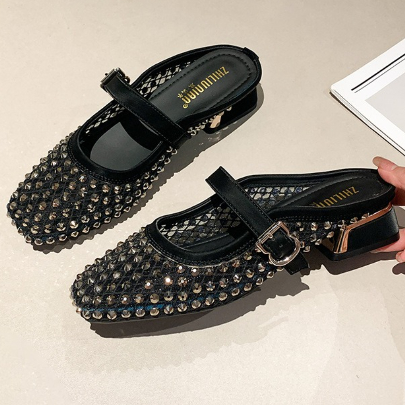 Zapatillas de tacón grueso con - Women Shoes Sandals reseña y precio