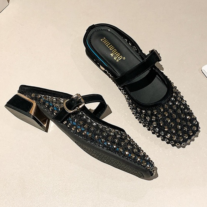Zapatillas de tacón grueso con - Women Shoes Sandals reseña y precio