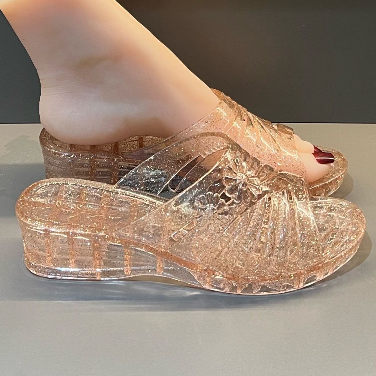Sandalias de cuña de gelatina  - Women Shoes Mules reseña y precio