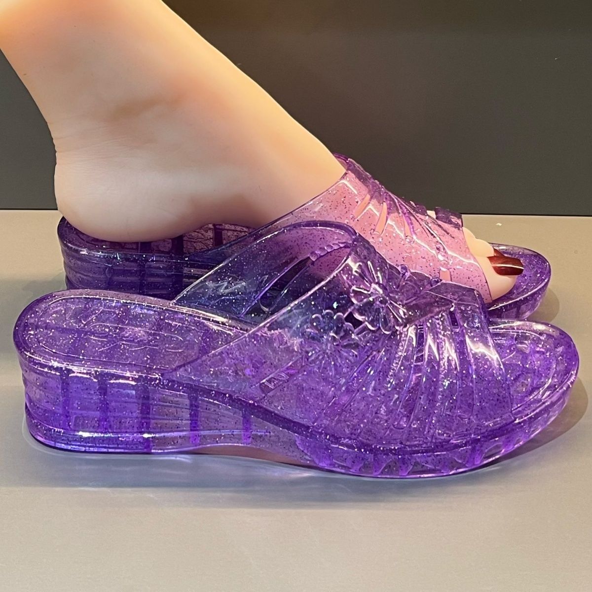 Sandalias de cuña de gelatina  - Women Shoes Mules reseña y precio