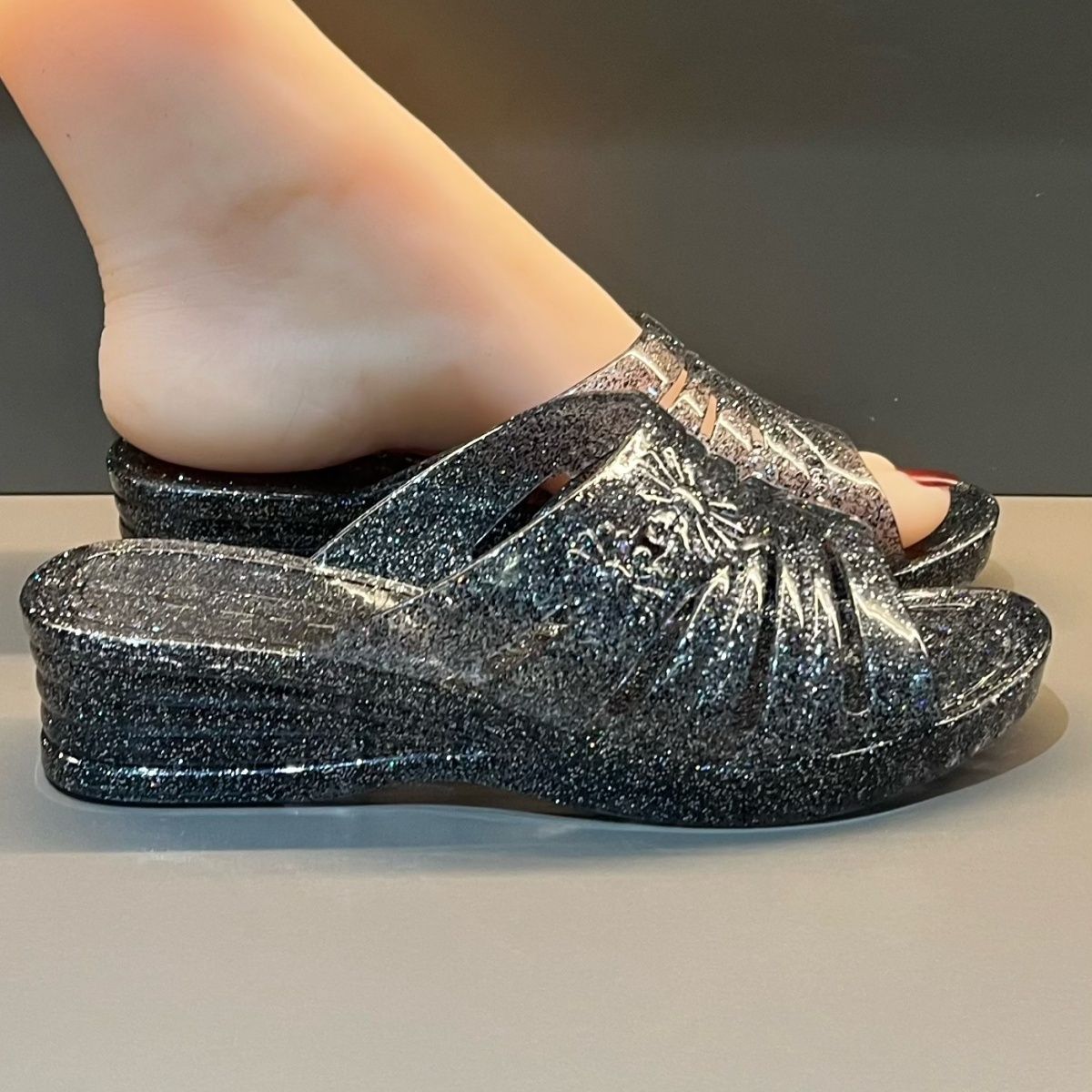 Sandalias de cuña de gelatina  - Women Shoes Mules reseña y precio