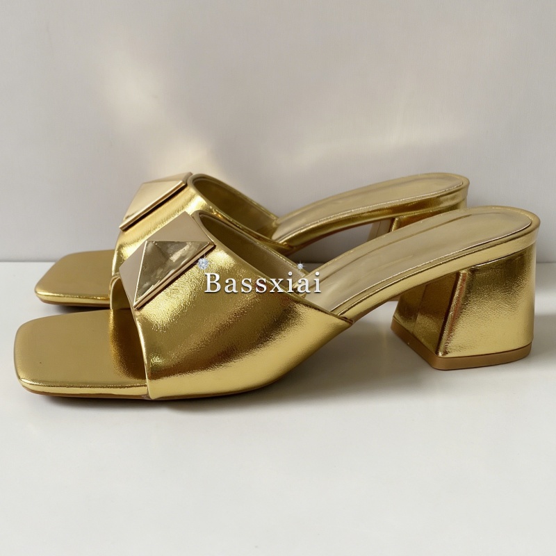 Sandalias de tacón medio con r - Women Shoes Mules reseña y precio